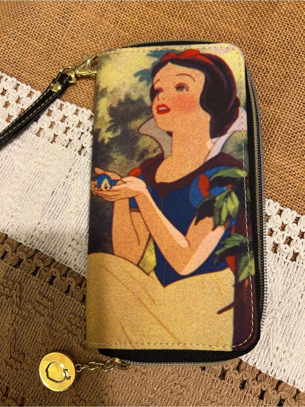 Snow White Illustration Wristlet Wallet - Multicolor